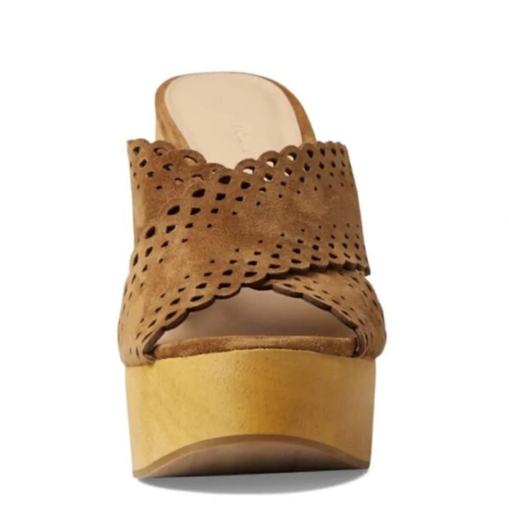 Veronica Beard womens  Gaynor Suede Platform Mules Hazelwood $395 size 9 NEW